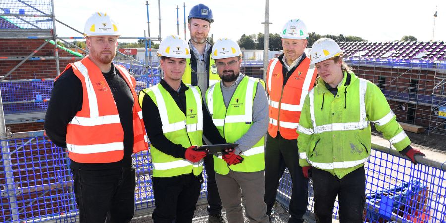 New homes under construction on a brownfield site in a town centre